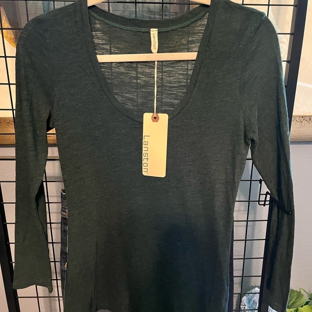 Fitted Green 3/4 Sleeve Bodysuit by revolve brand Lanston